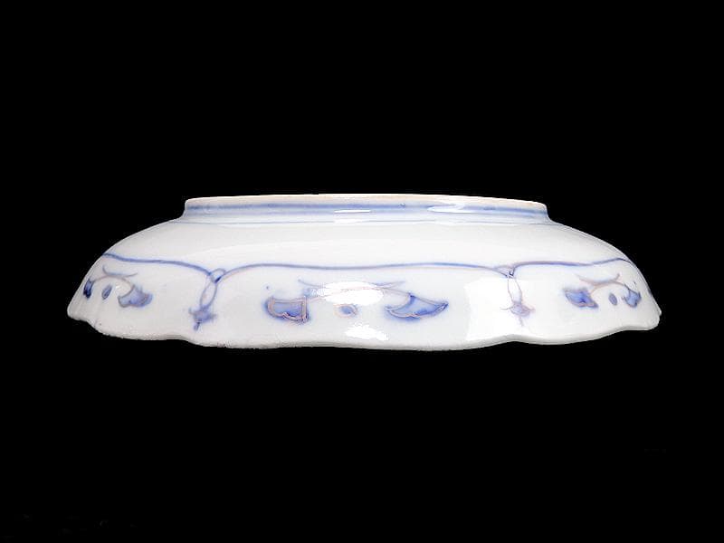 古伊万里　金襴手　陽刻　窓絵　花の図　８寸皿　E109AS-fbfq