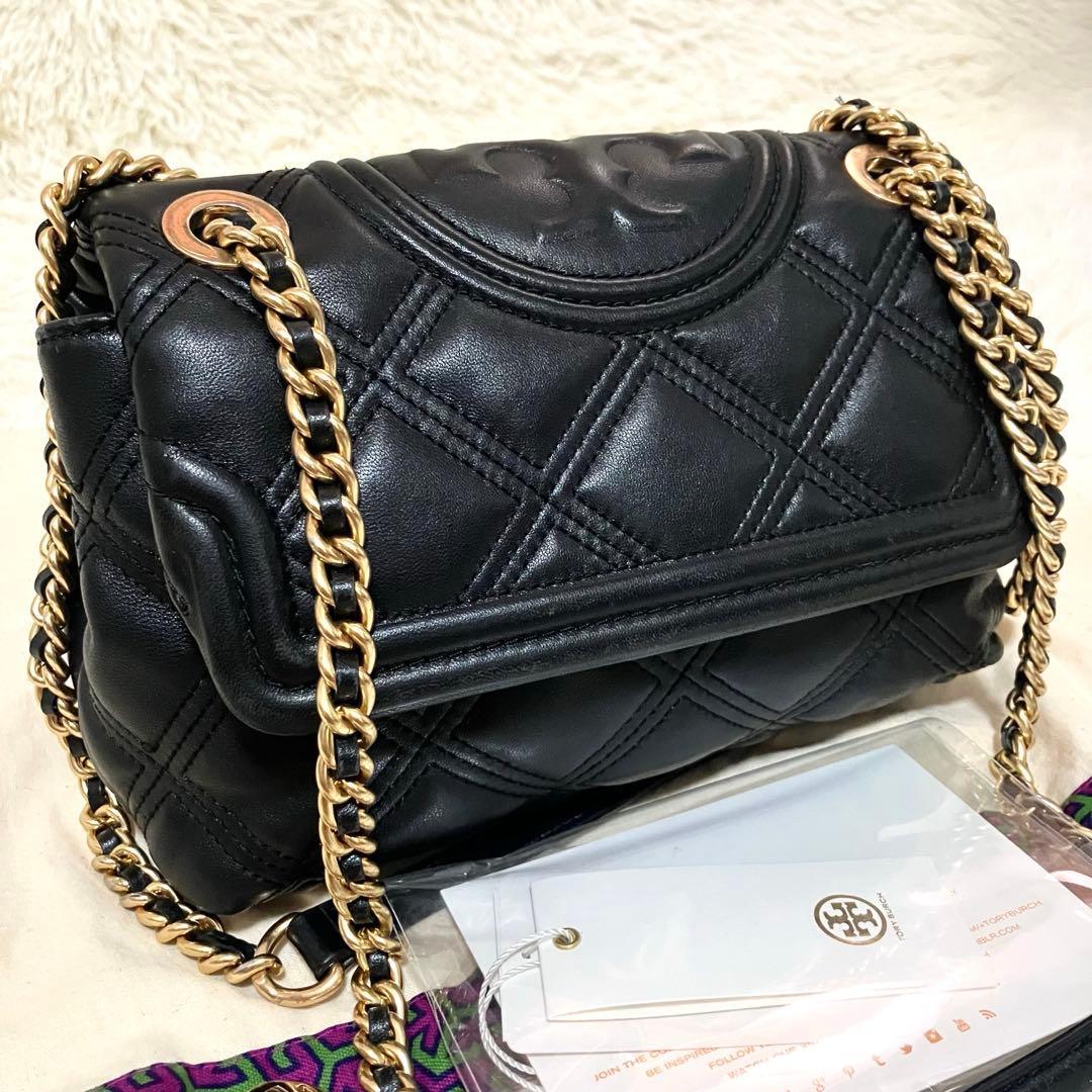 【良品】トリーバーチ＊キルティング ゴールドチェーン レザーブラック