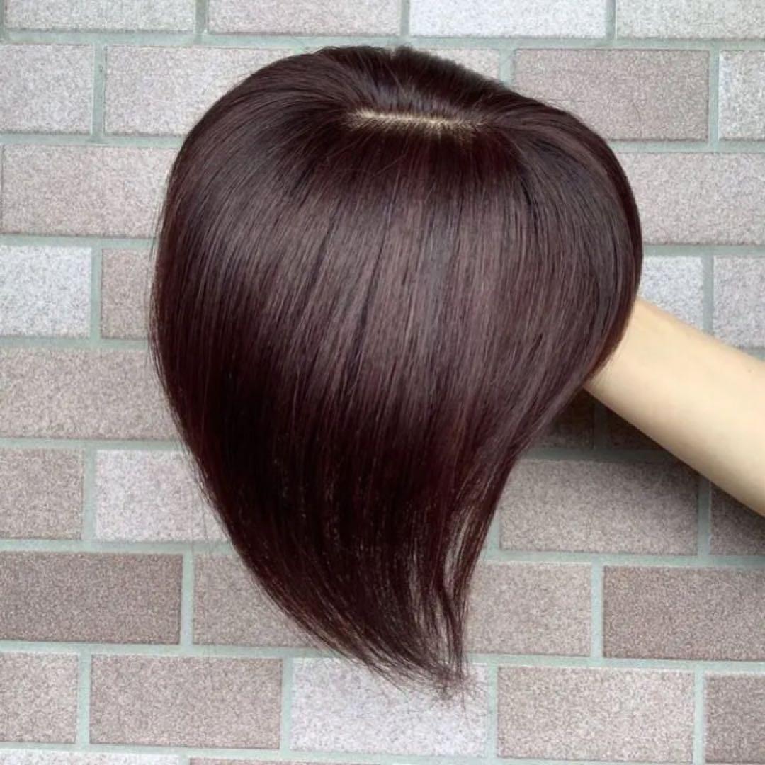 人毛100% 総￼手植 医療用部分ウィッグ ヘアピース ダークブラウンブラック