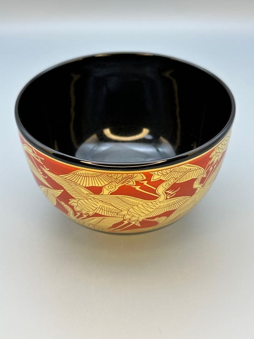 茶道具茶碗　高橋道八　黒秞金欄鶴
