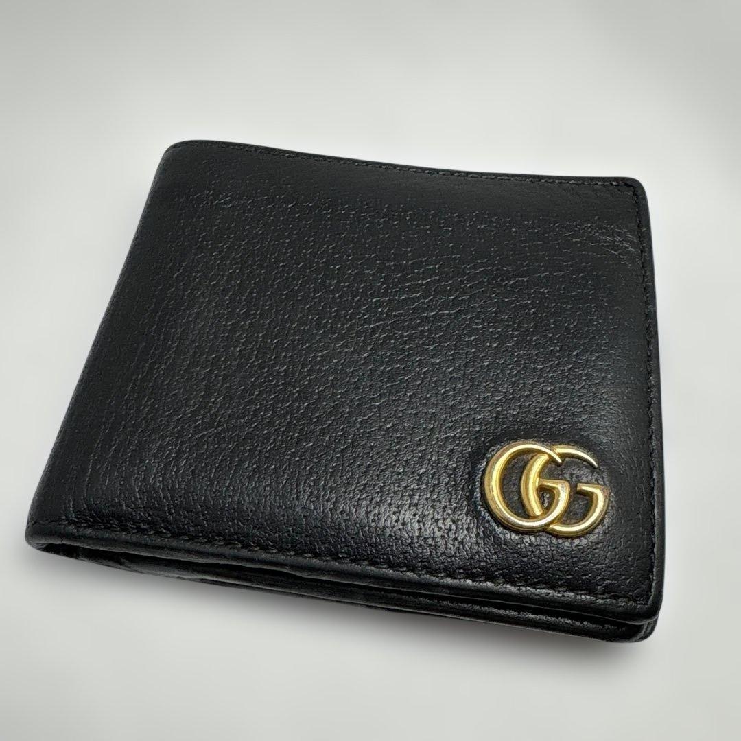 Gucci ブラック レザー 二つ折り財布
