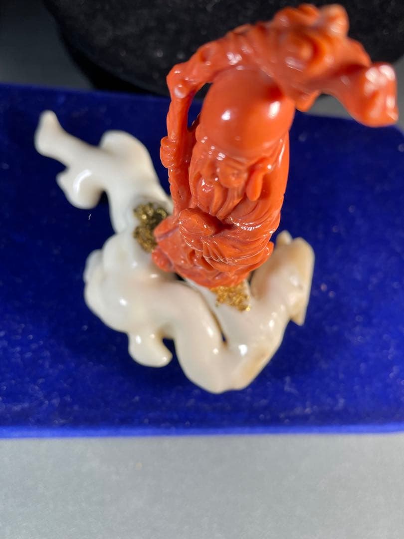 天然桃珊瑚の寿老人の彫刻置物「長寿の縁起仏像」 ＷＺー10