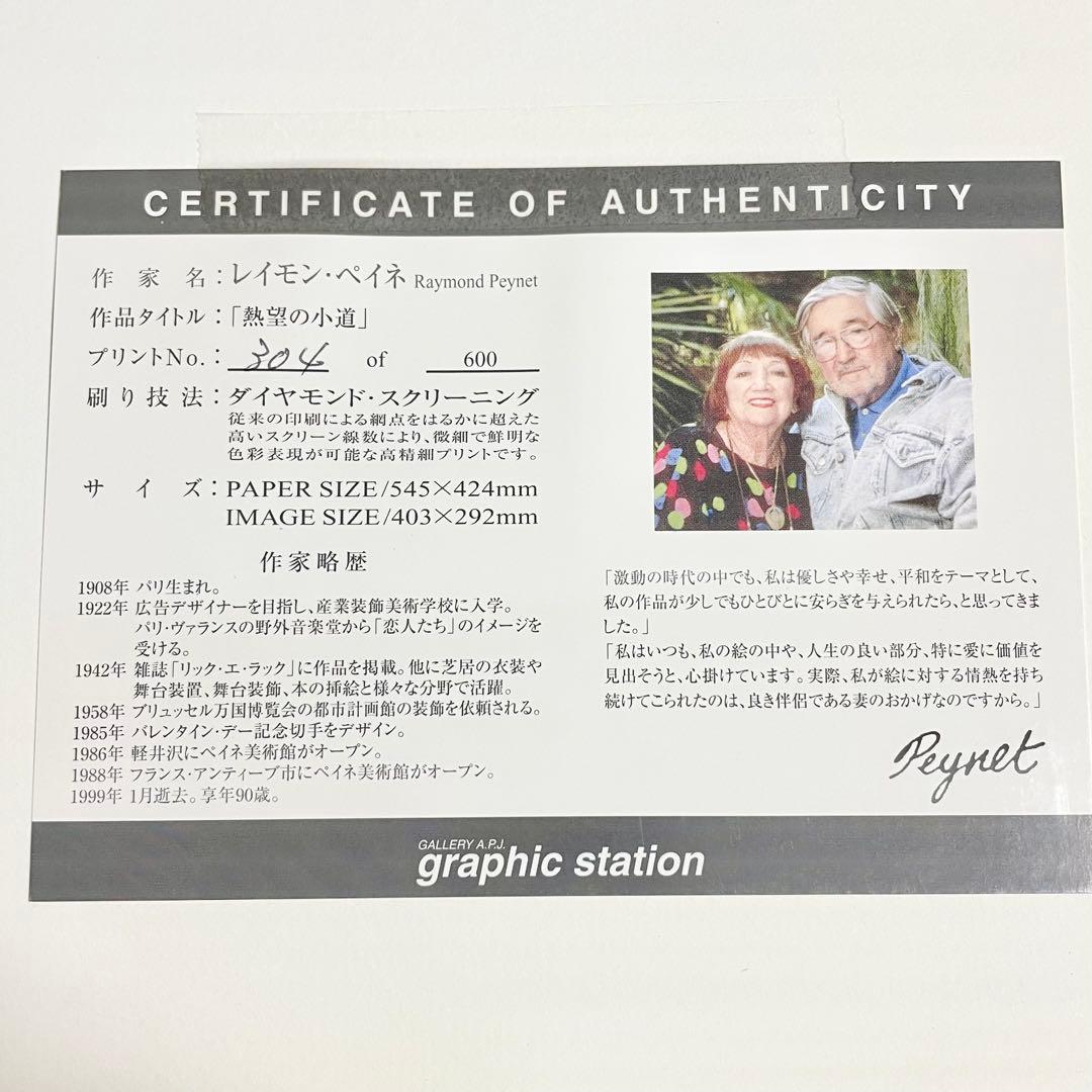レイモンペイネ「熱望の小道」ダイヤモンド・スクリーニング 額装 304/600