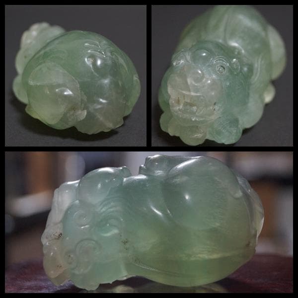 清時代天然水晶 細工彫り可愛らしい貔貅 ヒキュウ 狛犬 置物 装飾品 財神開運