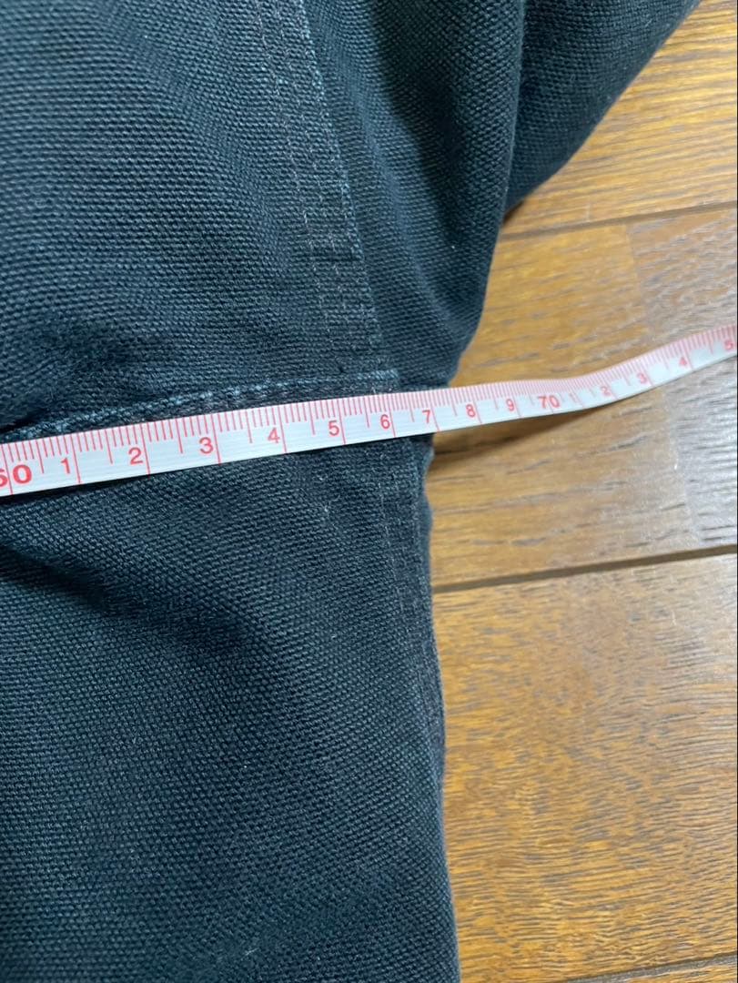 カーハート　トラディショナルジャケット　ブラック短丈　企業ロゴ　フェード　深緑