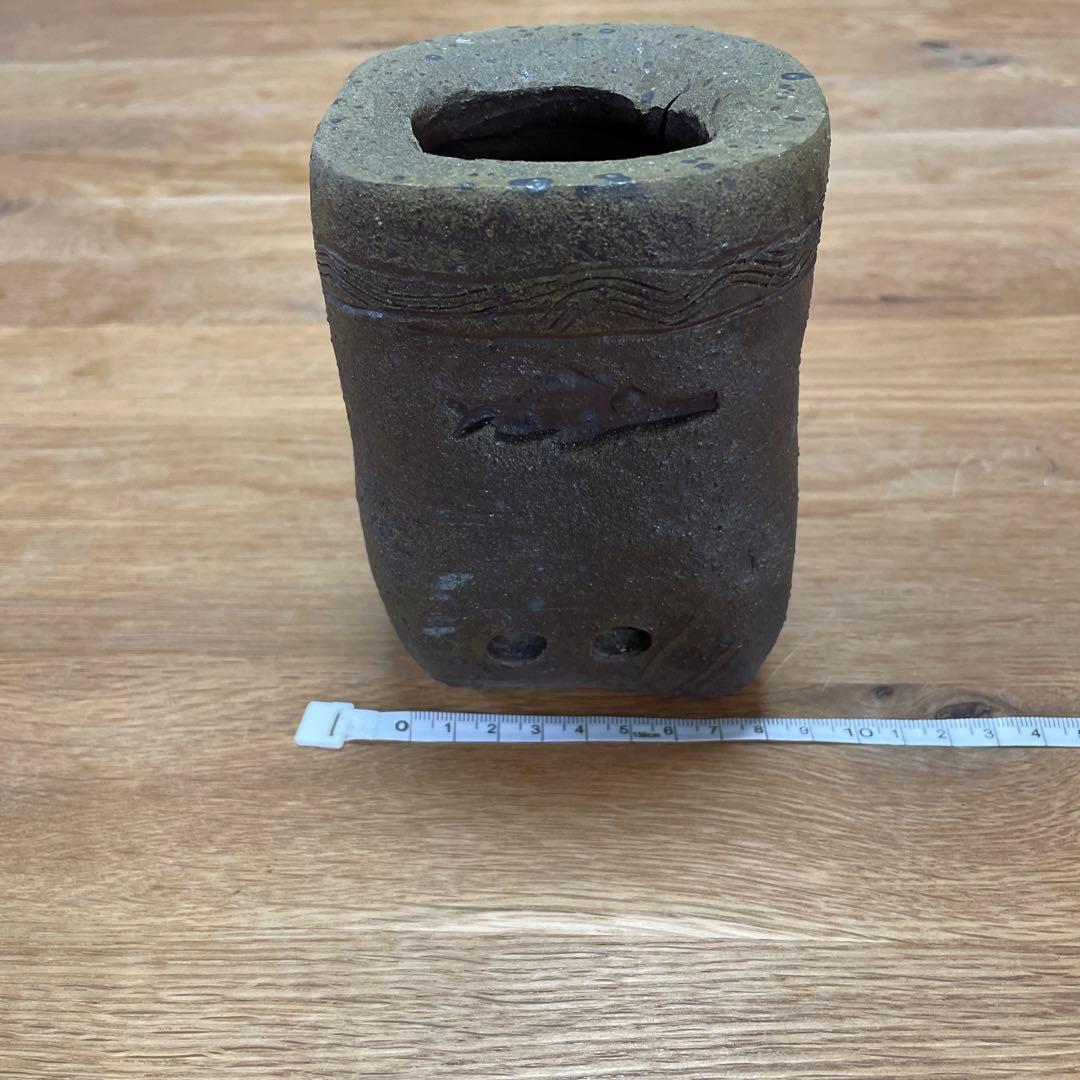 中川伊作　魚文　花生　知花南蛮焼き　ぎょもん　はないけ