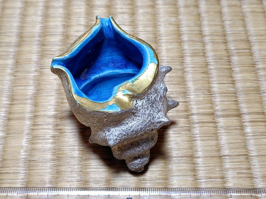 真葛香斎 銀叩サザエ 蓋置 共箱 茶道具