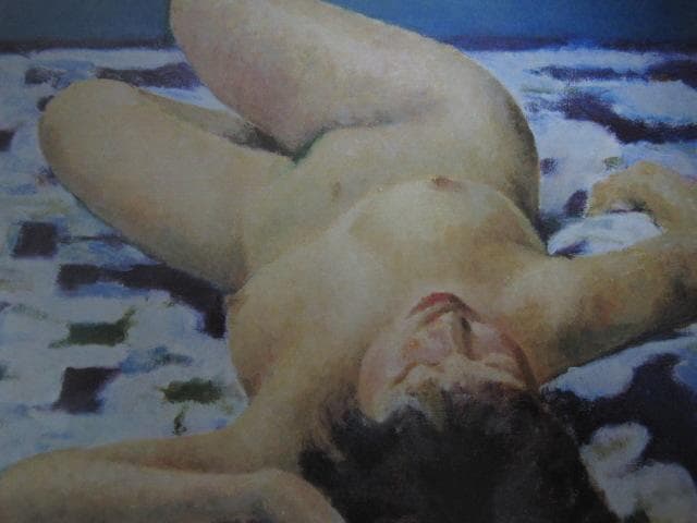 寺井力三郎、【寝る裸婦】、希少な額装用画集より、新品額装付、状態良好