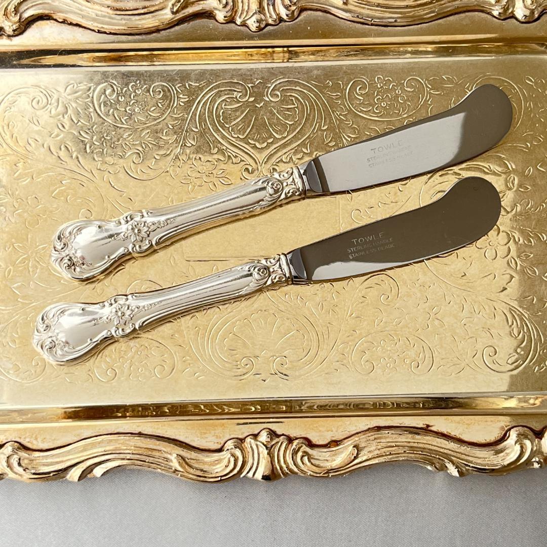 【TOWLE】 バターナイフ 2本【純銀ハンドル】　 OLD MASTER