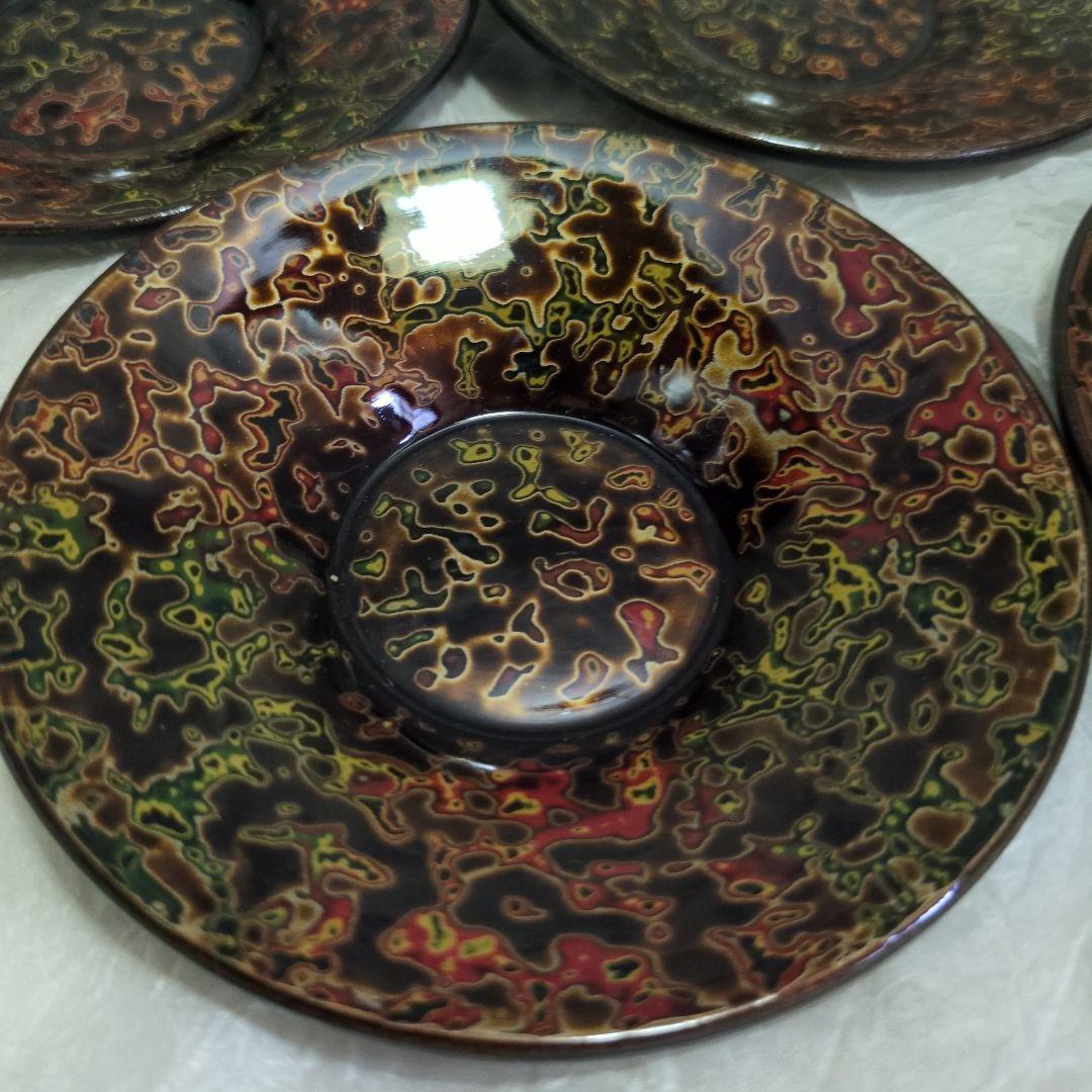 ★新品　昭和レトロ 木製 津軽塗 漆塗り 茶托　銘々皿 小皿 5個　12ｃｍ