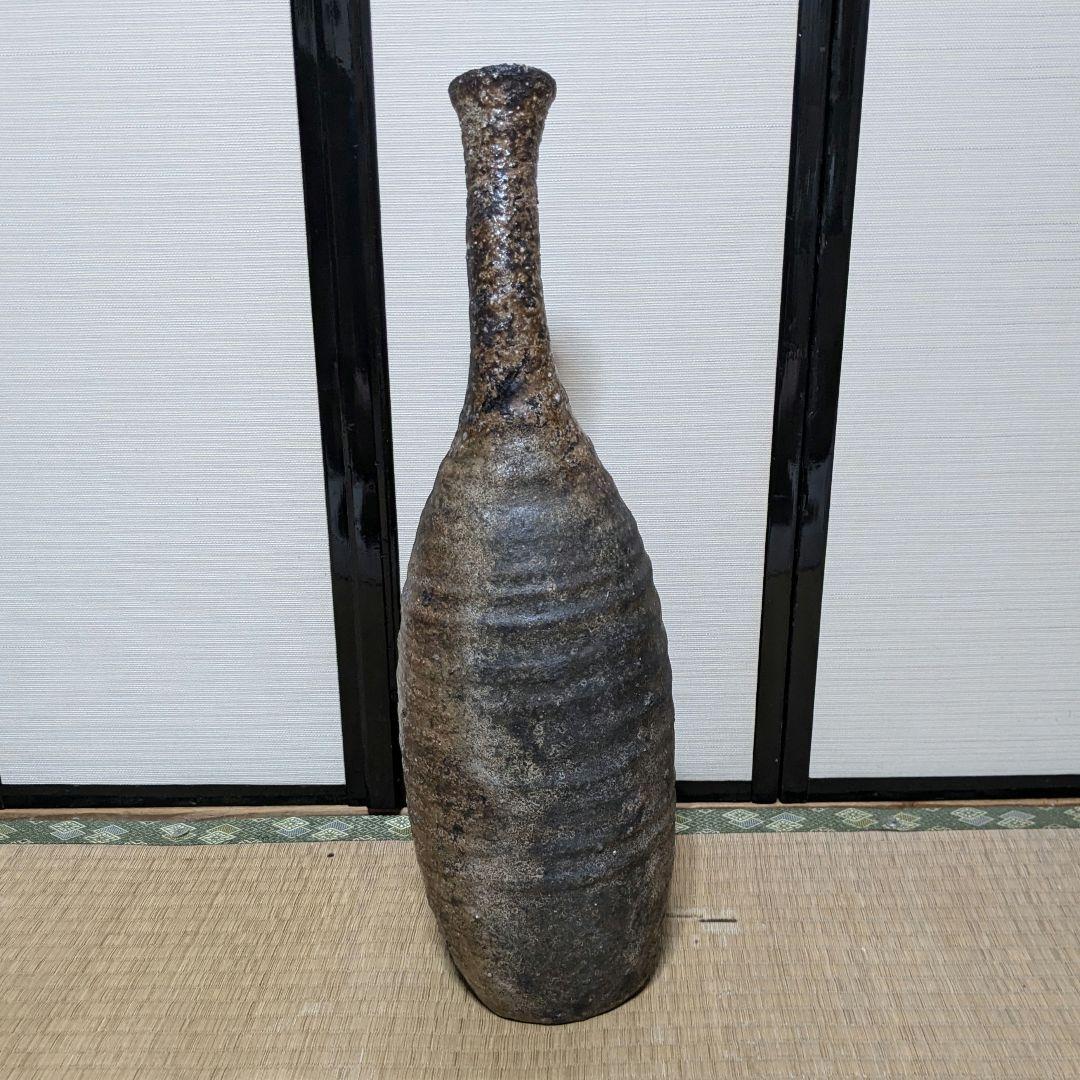 【水漏れあり】今成研二 備前焼 窯変花器 造花用花入 置物 花瓶 インテリア