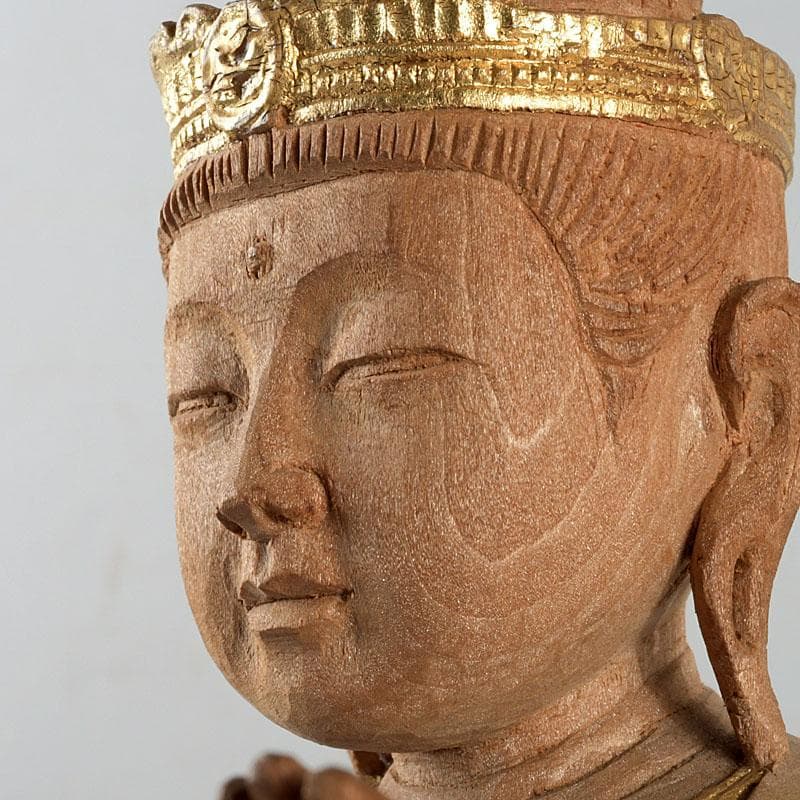 仏教美術　芳正作　木彫塗金　観音立像　仏像　置物　V　9405
