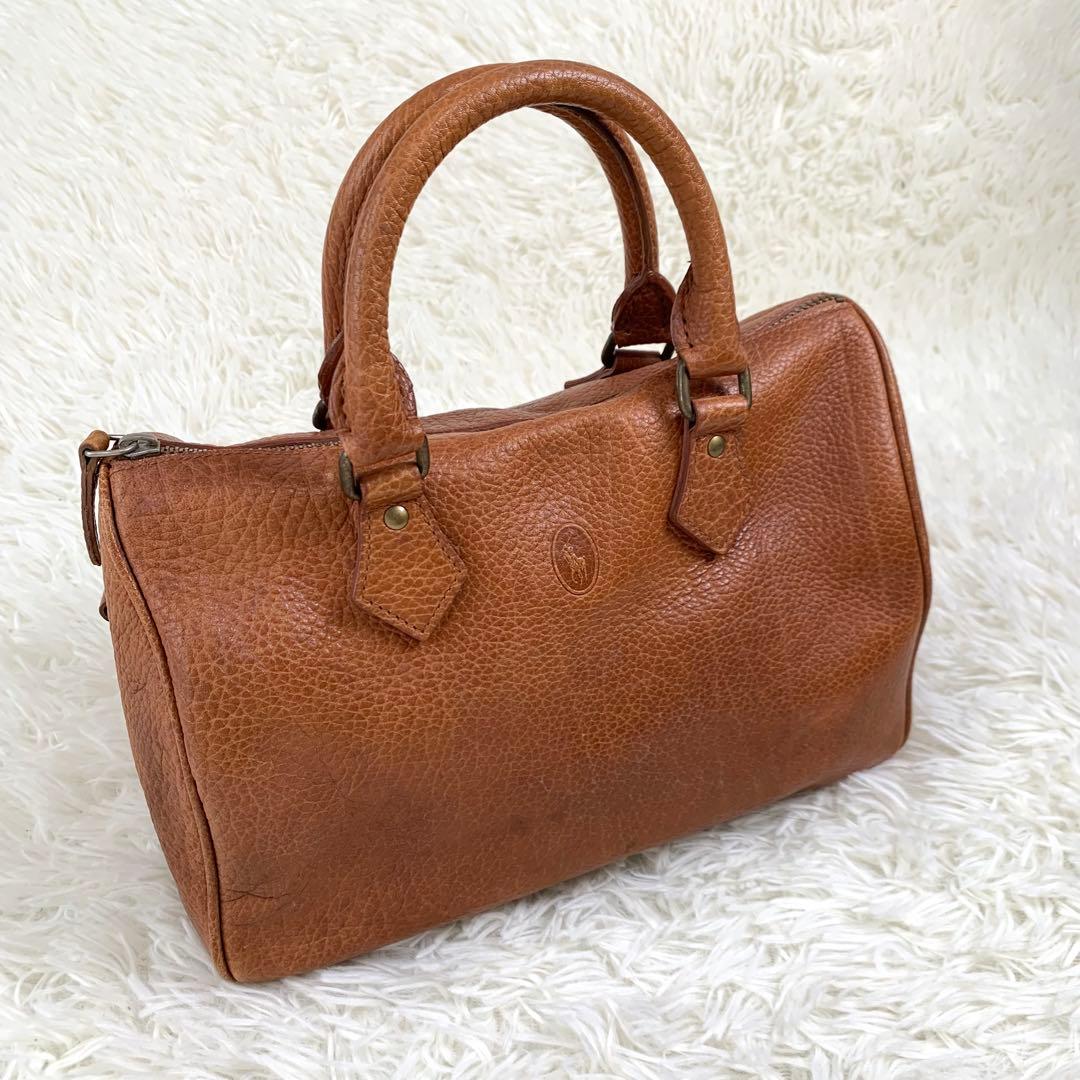 ポロラルフローレン　レザー　ハンドバック　ミニボストンバッグ　ブラウン