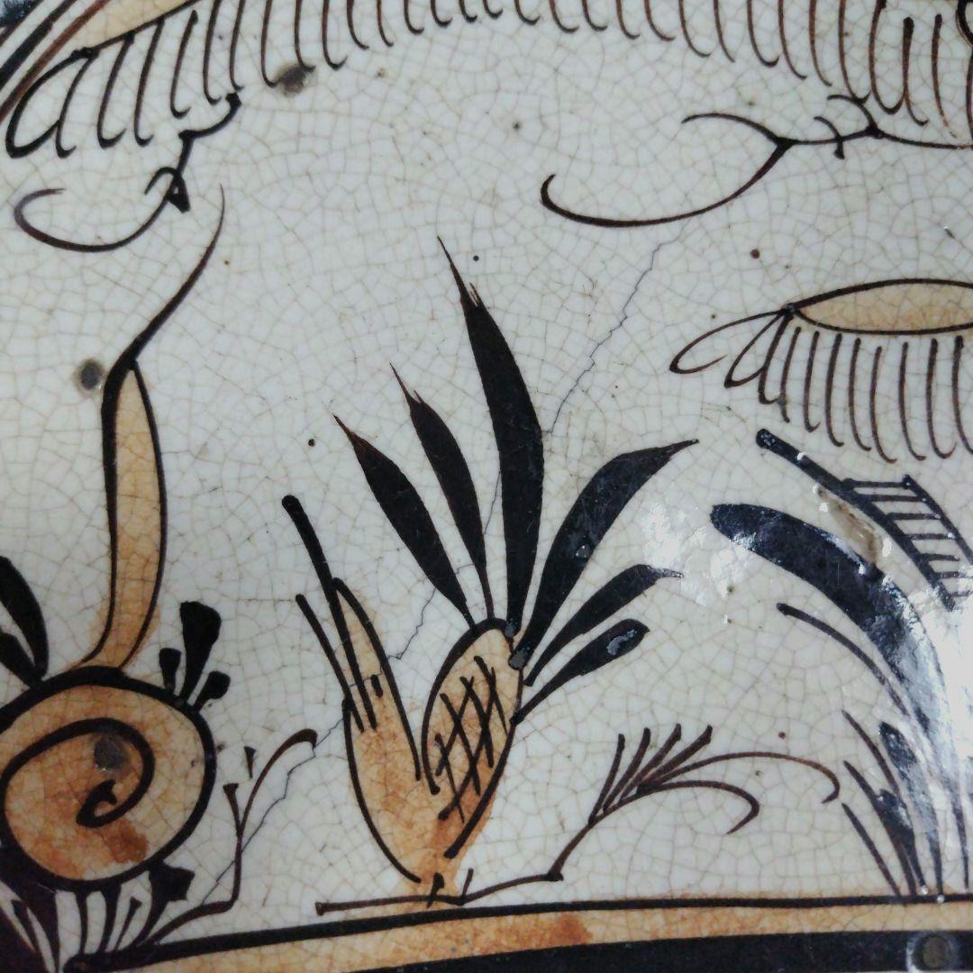 装飾陶器皿　桃山時代～江戸時代 唐津 古志野 絵志野 鳥絵 皿 瀬戸