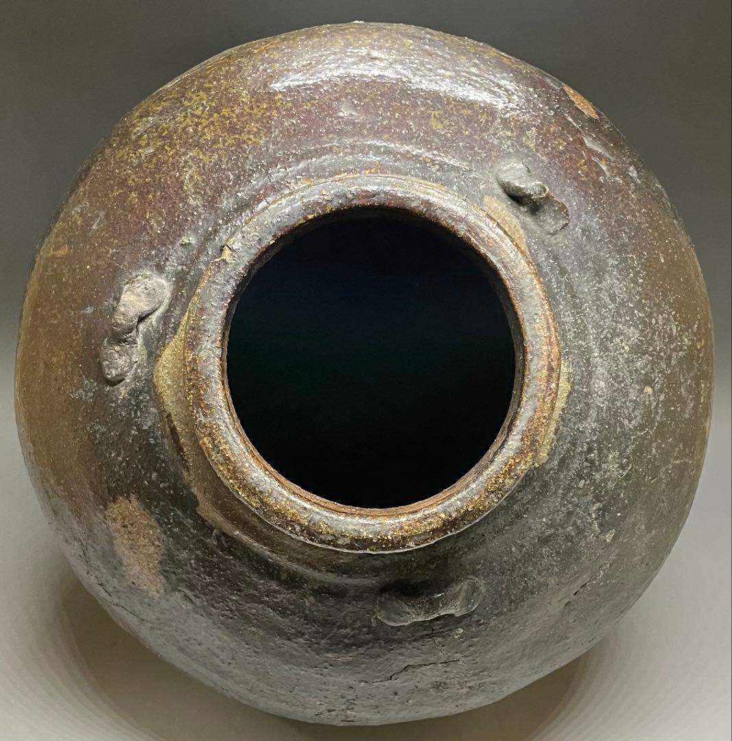 大壺　37cm 　古信楽焼　三耳壺　江戸時代　T.c543