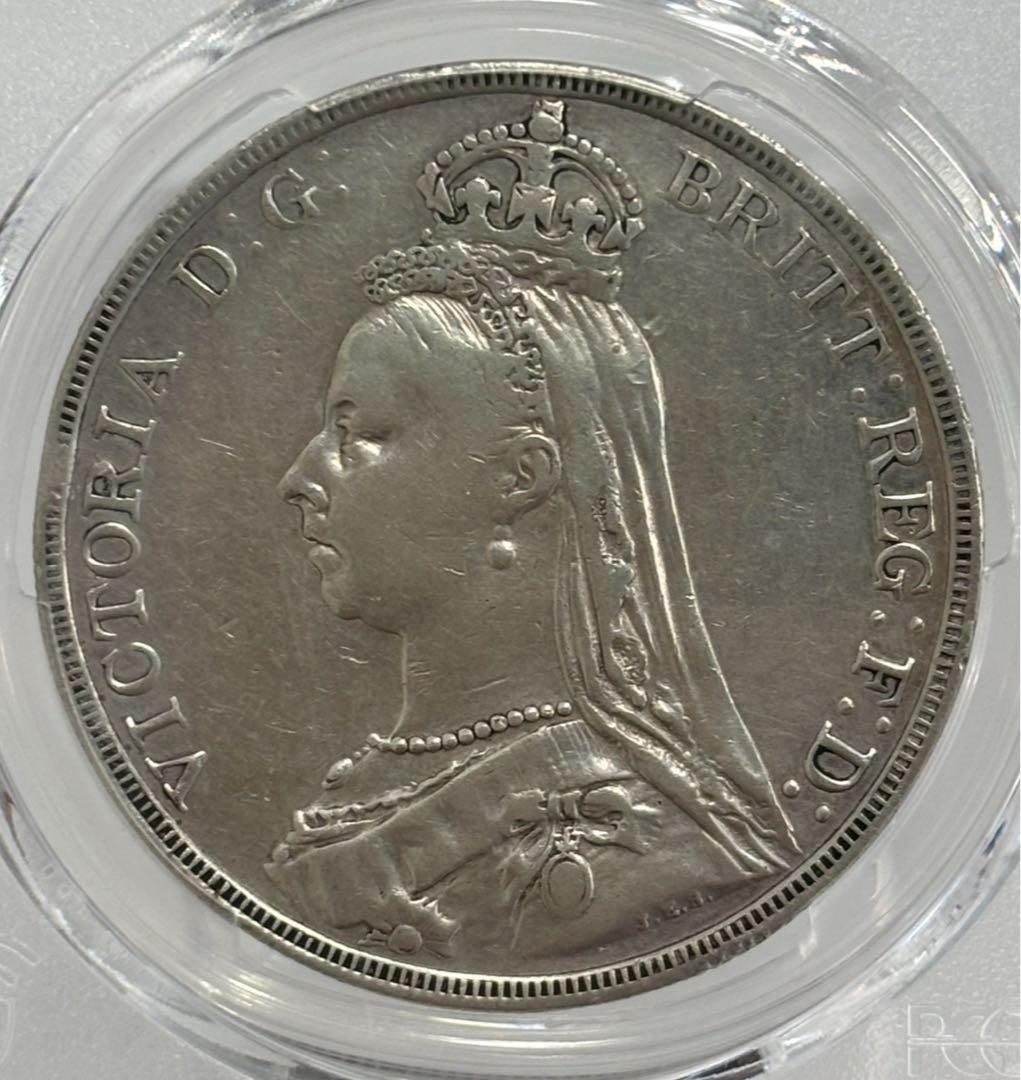 大英帝国1891年ヴィクトリア女王 ジュビリーヘッドクラウン大型銀貨PCGS認証