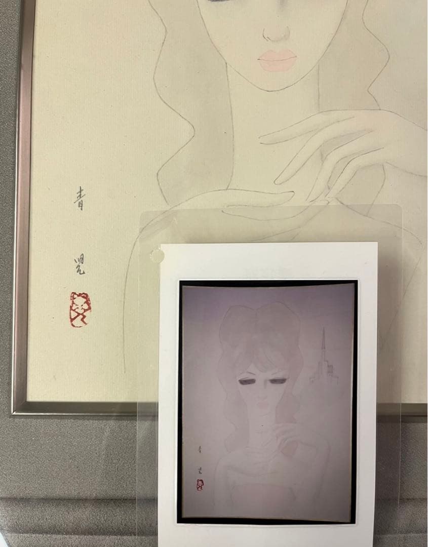 真作 東郷青児 絵画 水彩 直筆 額縁 鑑定書
