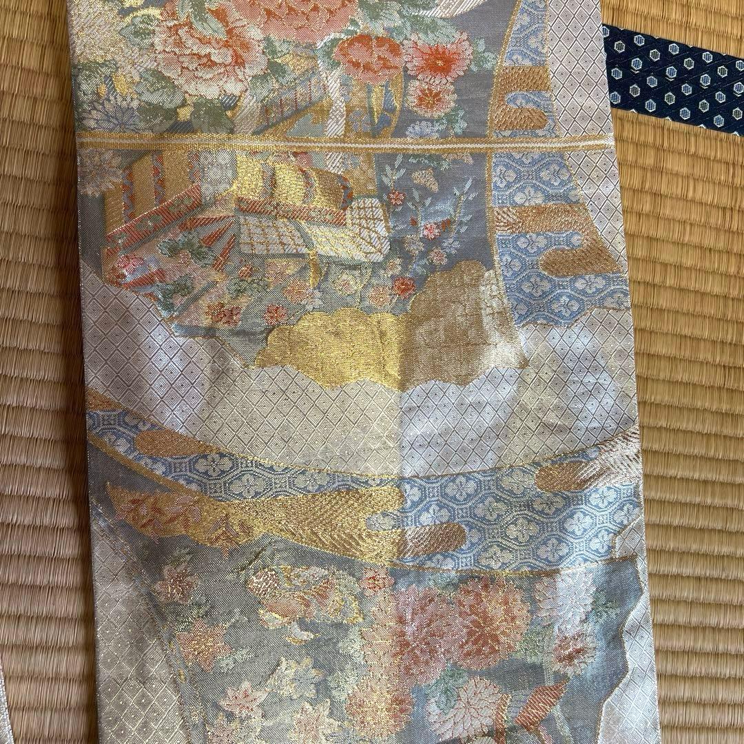 素敵な昭和アンティーク松と菊の刺繍中振袖　フルセット