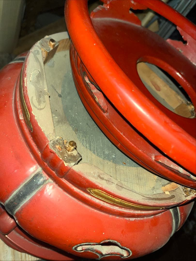 アンティーク　塗り物　漆　りん　台　けいす　木製　特大