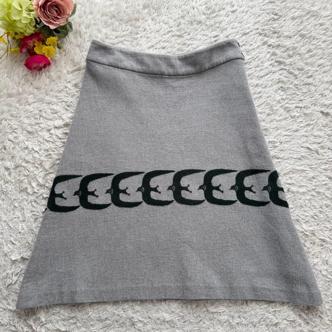 ミナペルホネン フレアスカート go! 台形スカート ツバメ コットン 38