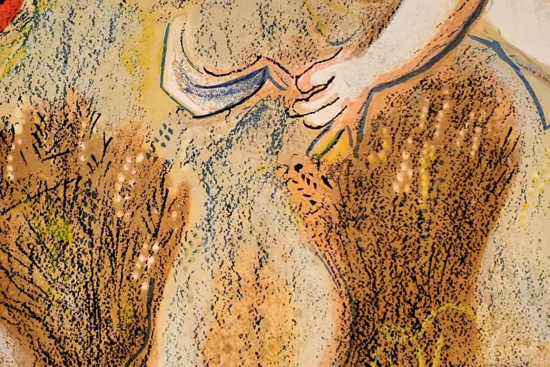 ■シャガール『ポアズ，目を覚まし足下のルツに気付く』オリジナルリトグラフ