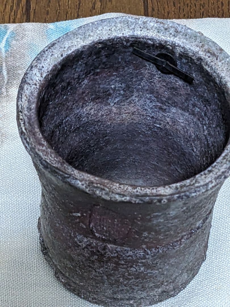 【お値下げ】常滑焼　大迫みきお　忍釉　掛花入
