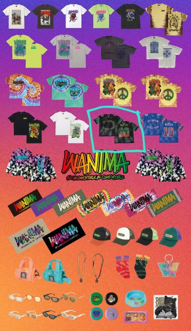 WANIMA フットボールシャツ メッシュ ブラック