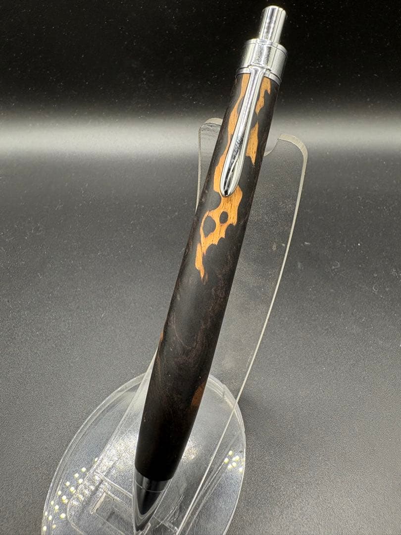 483極上　アフリカンブラックウッド　瘤杢　ツートン　木軸シャーペン　ボールペン
