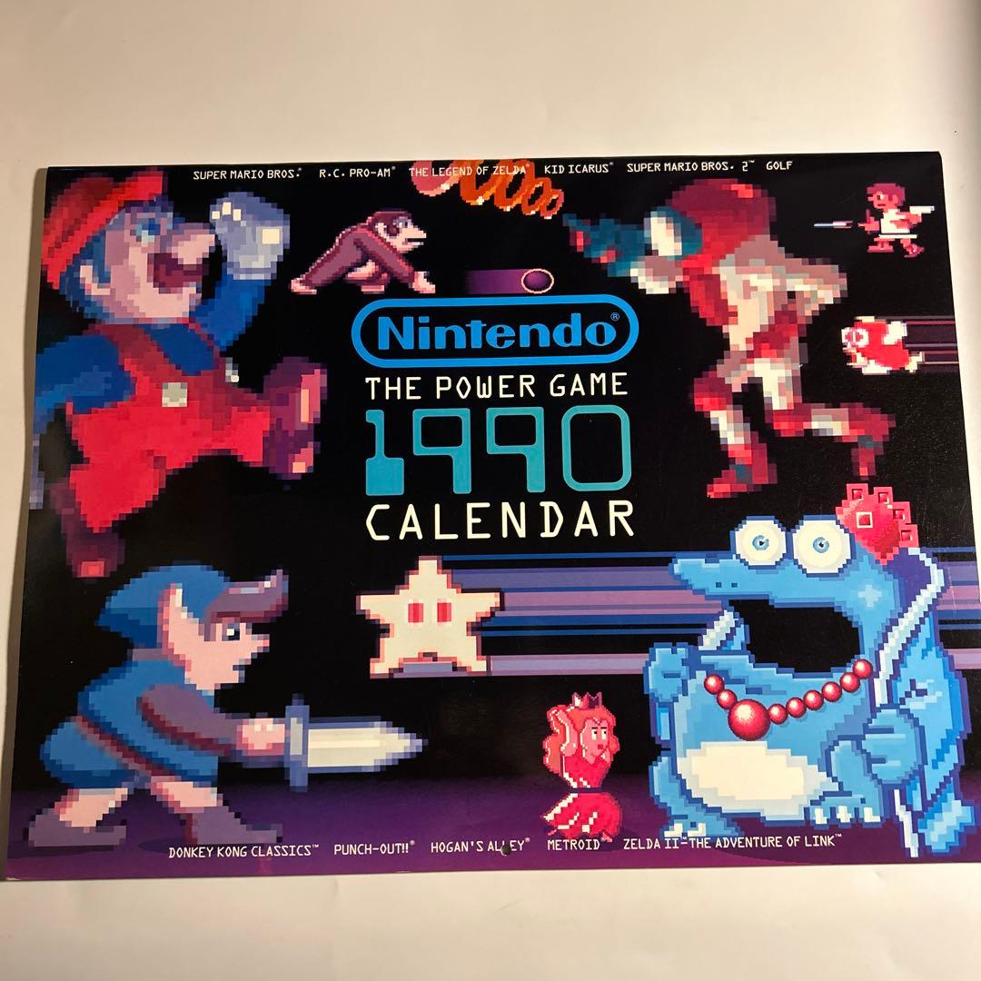 「任天堂1990カレンダー」スーパーマリオ　ゼルダの伝説　メトロイドパルテナの鏡