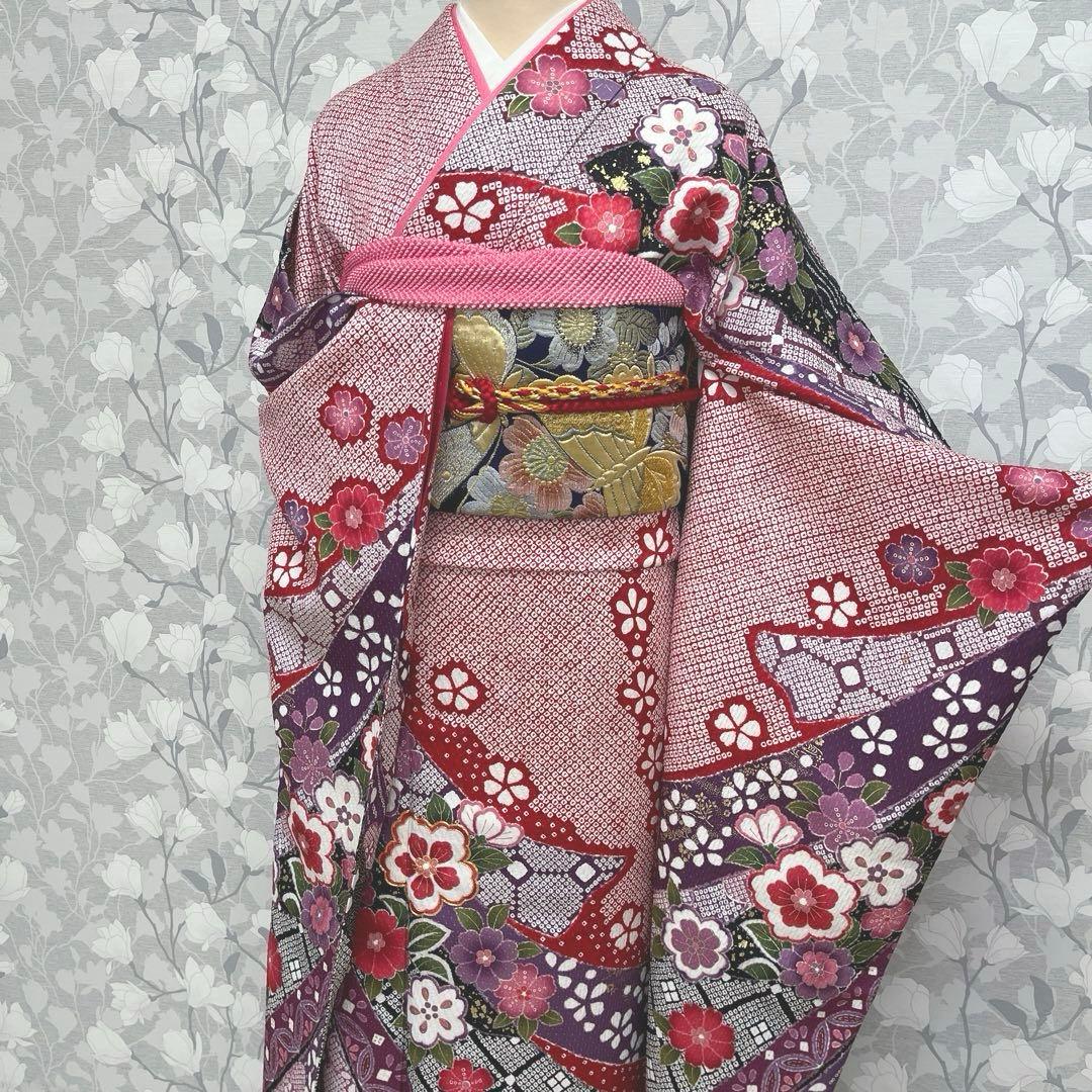 正絹 振袖 長襦袢セット古典柄熨斗模様トールサイズ