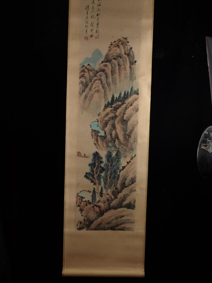 【骨董掛け軸】 中国吴湖帆　 近代 肉筆保證 　掛け軸 DE599B3-2