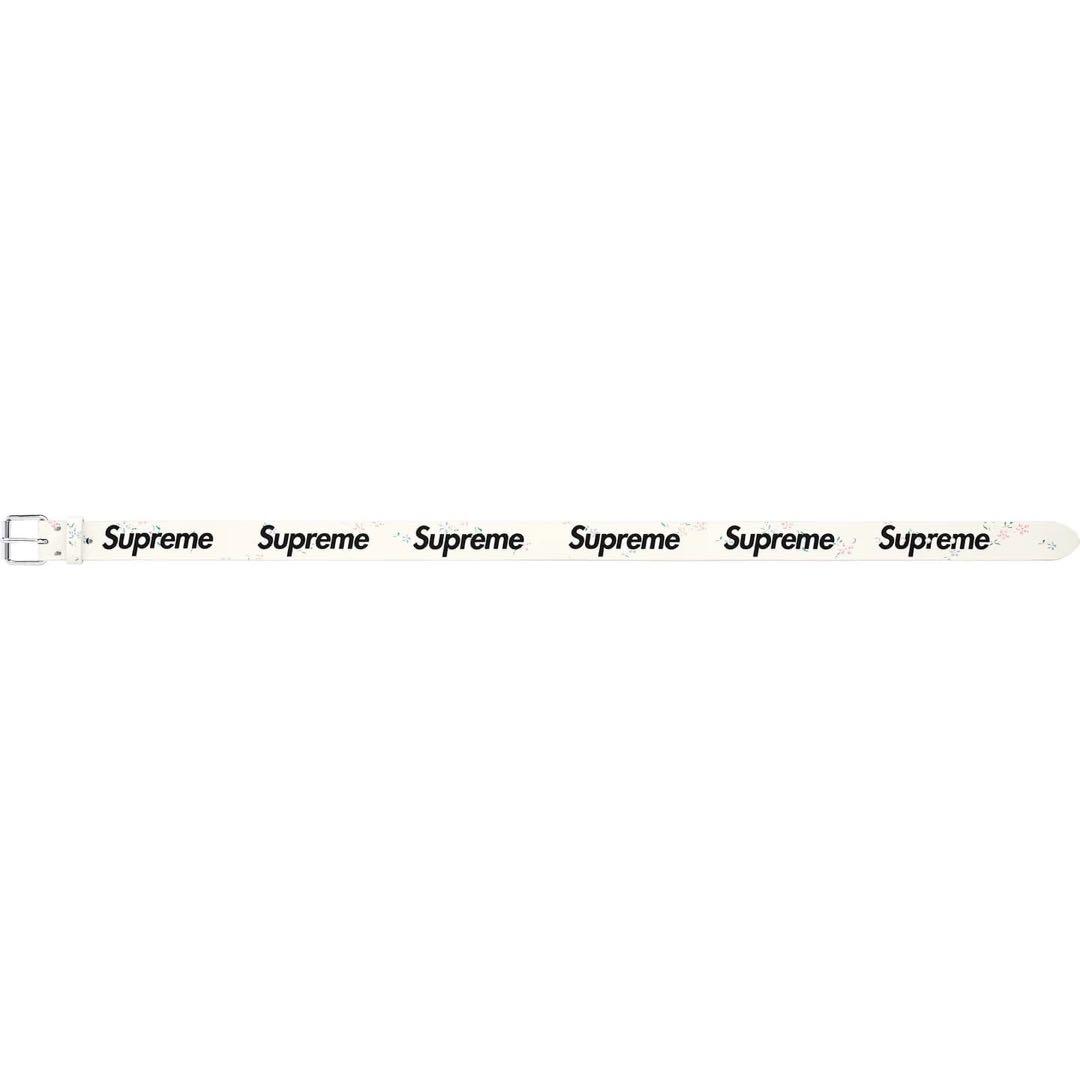 Supreme Repeat Leather Belt Floral 白 ベルト