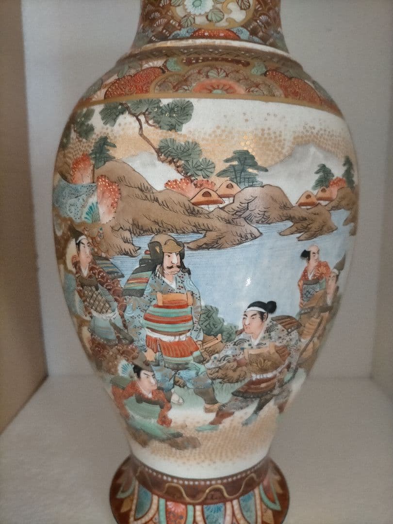 薩摩焼　保土田造　明治時代　花瓶　一対　pair