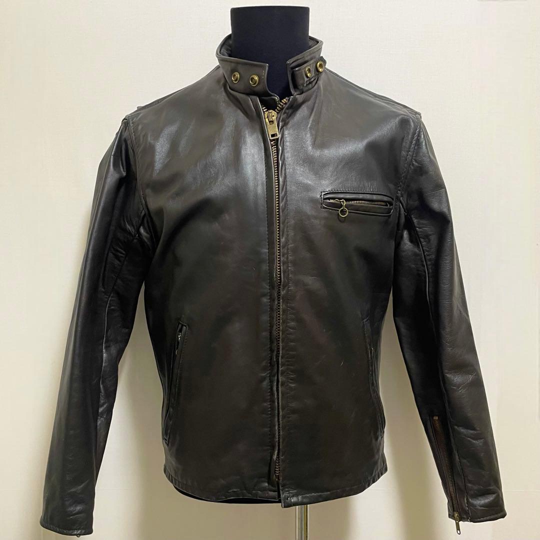 Shott ショット シングルライダースジャケット 茶　38 レザージャケット
