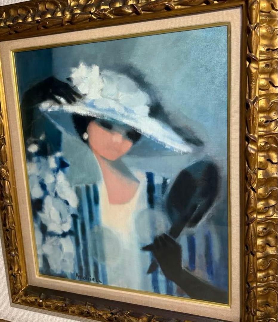 印象派　Jaqueline Andrieu 肉筆油彩画　直筆サインあり