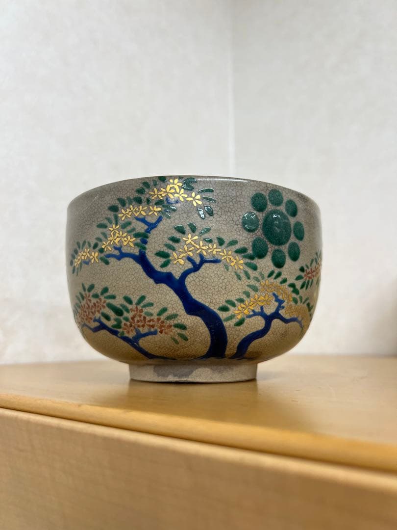 明治仁清の茶碗　古美術品　コレクション　アンティーク　骨董　江戸　青磁