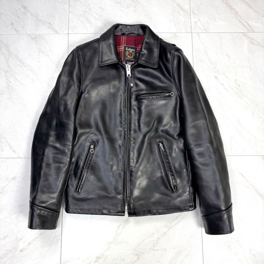 美品 schott 6103us シングルライダース　ホーウィンレザー 34 黒