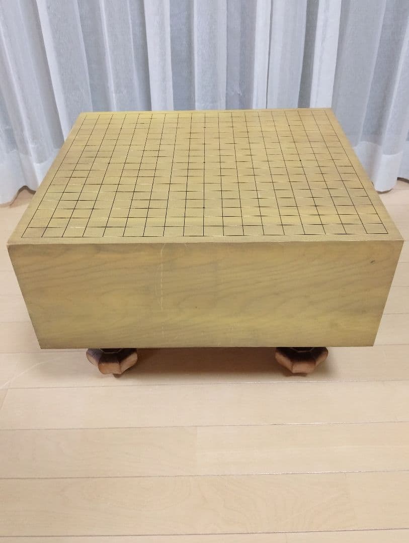 新かや　天然木　囲碁盤　脚付き　へそ付き