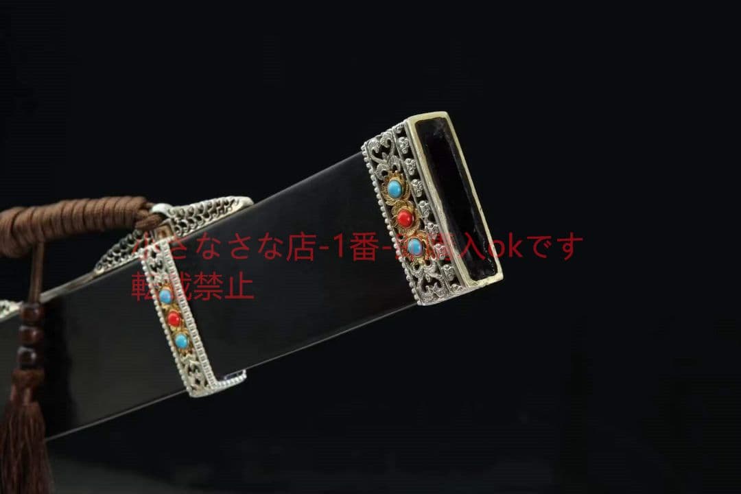 白地に2色の金銀大明御刀（黒檀タイプ）古兵器 武具　刀装具　日本刀　模造刀 居合