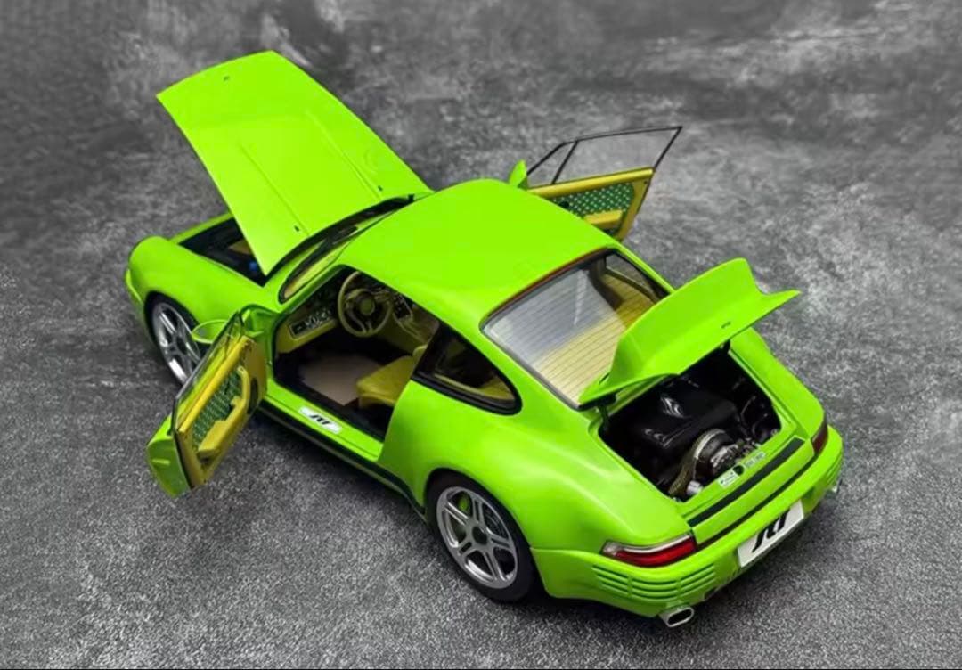 ポルシェ911風1\18スケールモデルミニカー ライムグリーン