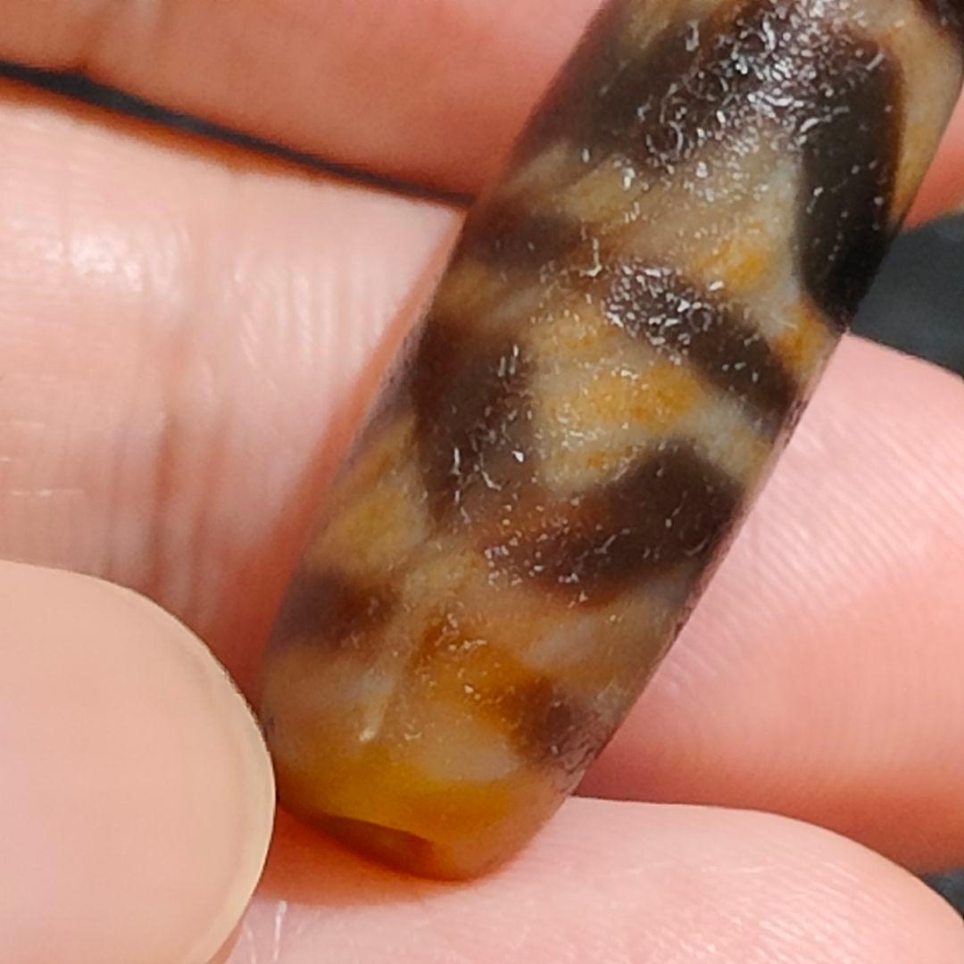 A24 老礦天珠　四線虎牙　天珠　天然石　鉱物　風水　開運　御守 ブレスレット