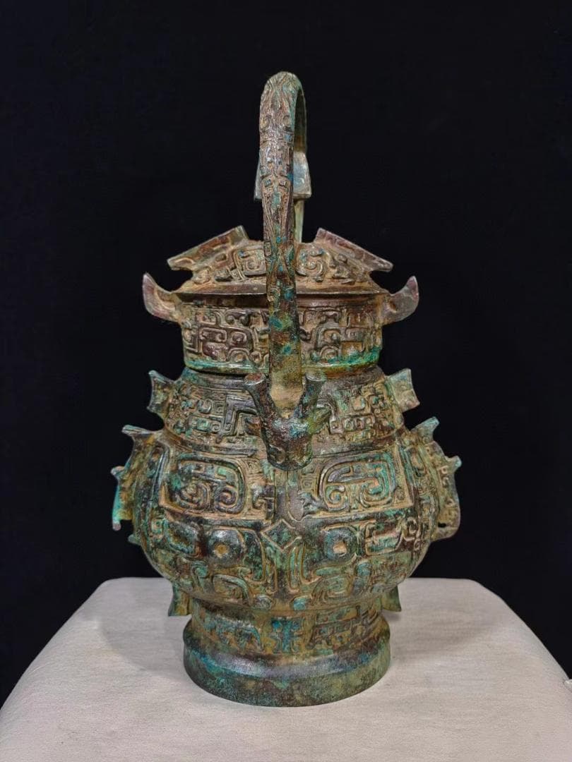 中国古美術品·旧蔵珍品·古青銅器·饕餮紋提梁壺·祭祀礼器·文房置物·風水開運