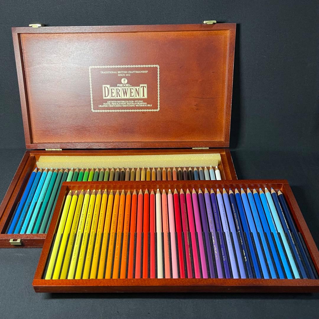 A861⭐︎美品 DERWENT ダーウェント 色鉛筆 72色 木箱入 イギリス