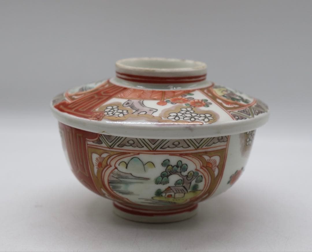 大聖寺手　伊万里色絵蓋茶碗4点　送料込み250929