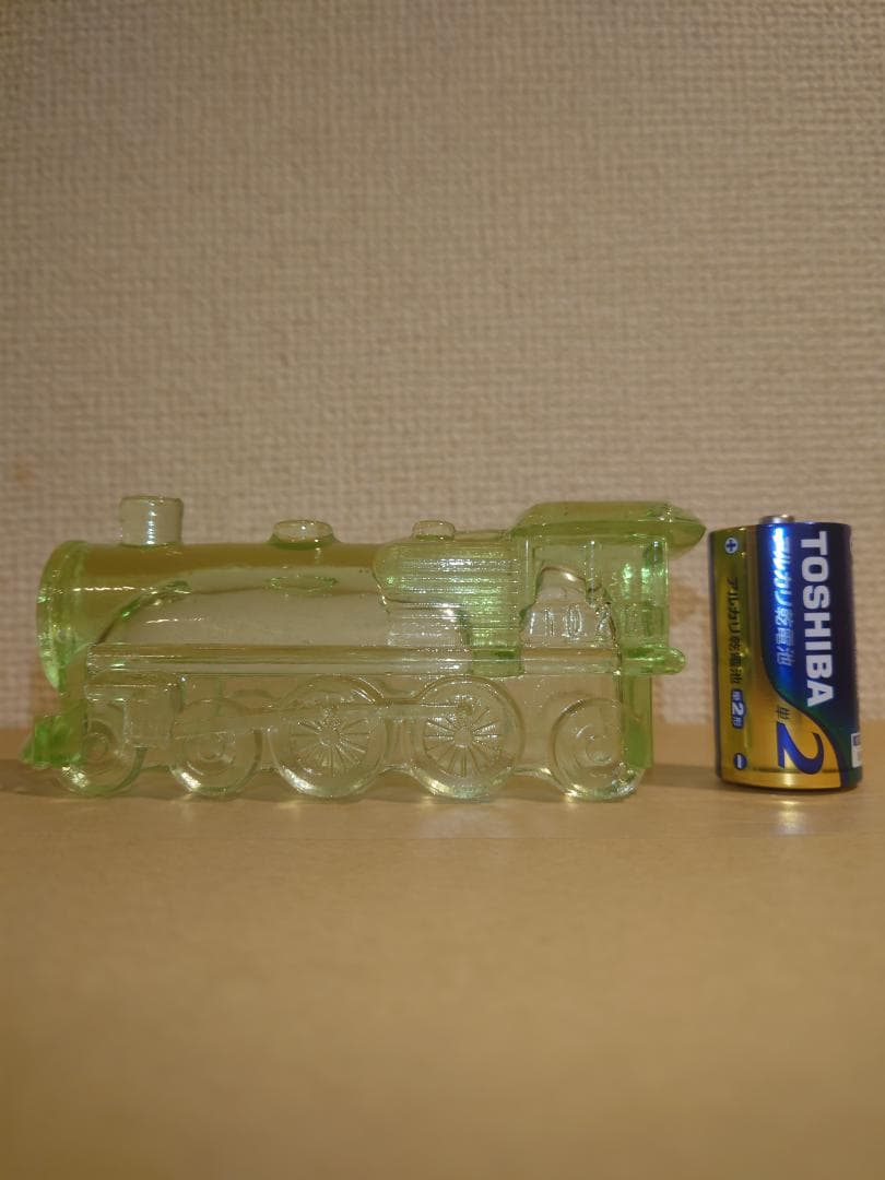 レトロ　ウランガラス　SL蒸気機関車　キャンディーポット　ミニチュア玩具　金平糖