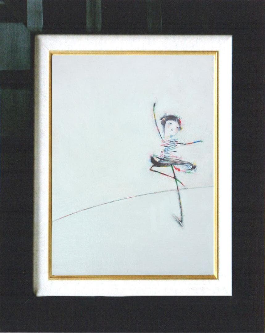 油絵 菅家令子 絵 絵画インテリア額付(銀) F4-071820 女子 スケート