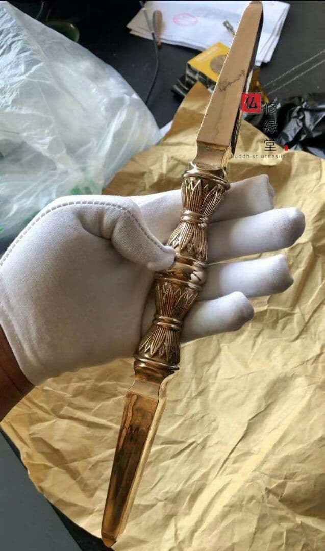 密教法具 真言宗 法器 独鈷杵 金剛杵 真鍮製 32cm