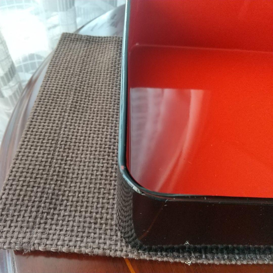 新品　会津塗　重箱 6.5寸 三段重　黒　春蘭