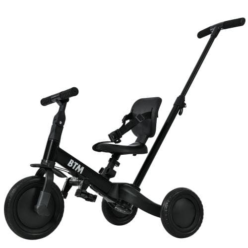 子供用三輪車 4in1 三輪車のりもの押し棒付き 自転車 おもちゃ ブラック