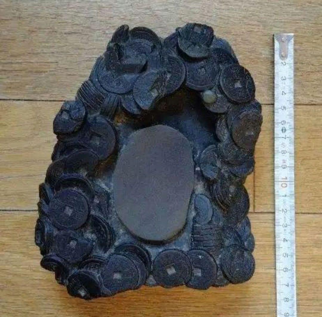 中国骨董旧蔵書道古名硯【金玉満堂】中国清の時代同治細工彫刻古錢図端渓老坑水巌名硯